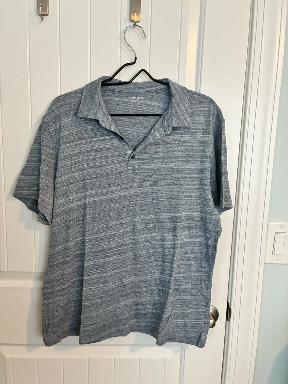 Banana Republic Men’s Striped Heather Polo in Blue-Gray